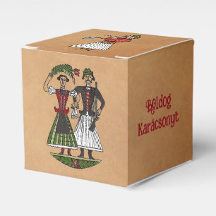 Vintage ungarischer Kraftpapier-Würfel-Schmuck Geschenkschachtel