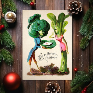Vintage-ungerade-Weihnachtskarte-mit-Gemüse Feiertagskarte