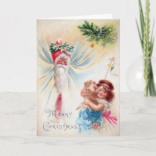Vintage ungewöhnliche Weihnachtskarte von Santa Feiertagskarte