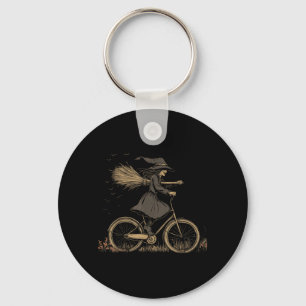 Vintage unheimliche Hexe fährt Fahrrad Radfahren F Schlüsselanhänger