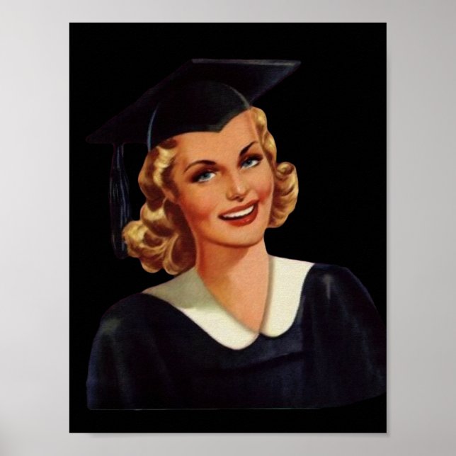 Vintage Uni Co-Ed Abschluss Frau Poster (Vorne)