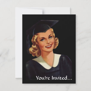 Vintage Uni Co-Ed-Abschluss Frauen Einladung