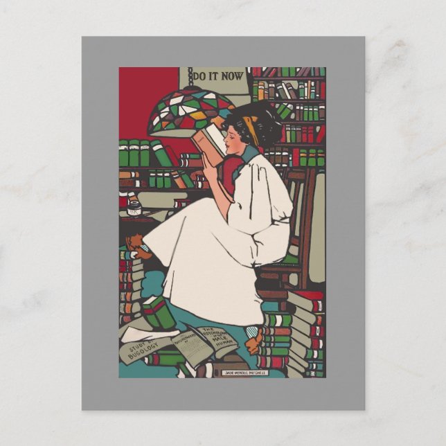 Vintage Uni Girl Postkarte (Vorderseite)