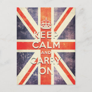 Vintage Union Jack Flag Keep Calm und mach weiter Postkarte