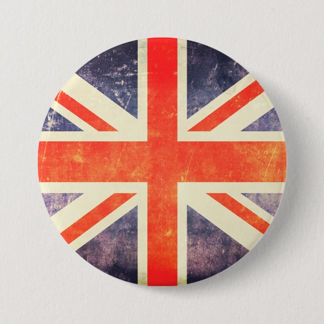 Vintage-Union-Jack-Flagge Button (Vorderseite)
