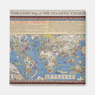 Vintage United Nations / Atlantik-Charta-Karte Magnet