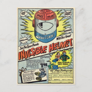 Vintage unsichtbare Helmwerbung Postkarte