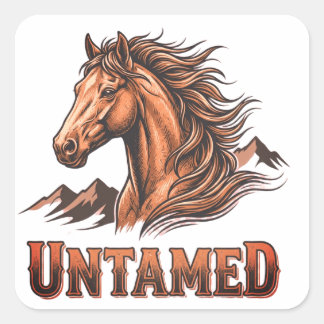 Vintage Untamed Stallion Western Shirt Quadratischer Aufkleber