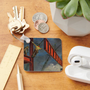 Vintage Unternehmen, Arbeiter im Stahlbau Schlüsselanhänger