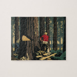 Vintage-Unternehmen, Holzindustrie Redwood-Wald Puzzle
