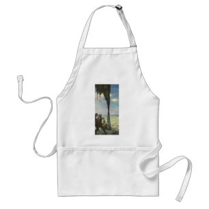 Vintage-Unternehmen, Ölquelle mit Arbeitern Schürze