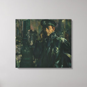 Vintage-Unternehmen, Polizist am Notruftelefon Leinwanddruck