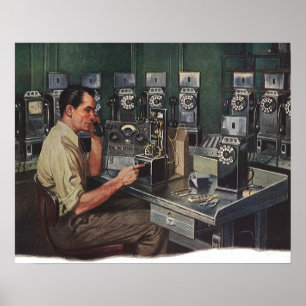 Vintage-Unternehmen, Reparaturmann für Münzfernspr Poster
