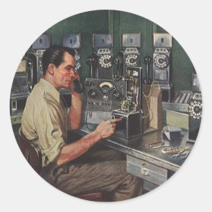 Vintage-Unternehmen, Telefon-Fernsprechapparat-Rep Runder Aufkleber