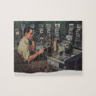 Vintage-Unternehmen, Telefonreparaturmann für Münz Puzzle