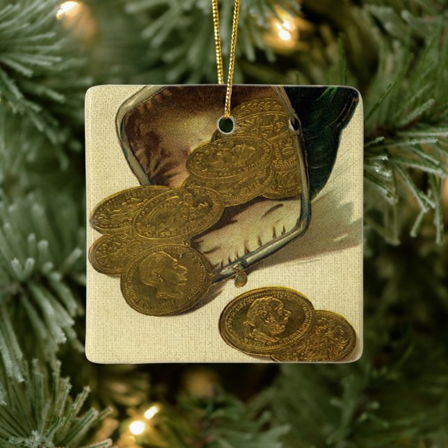 Vintage Unternehmensfinanzierung, Goldmünzen in Ge Keramikornament (Baum)
