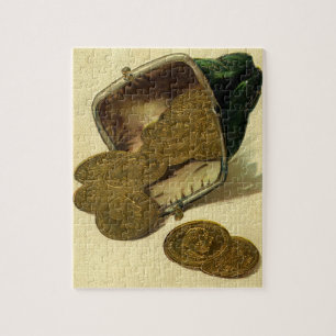 Vintage Unternehmensfinanzierung, Goldmünzen in Ge Puzzle