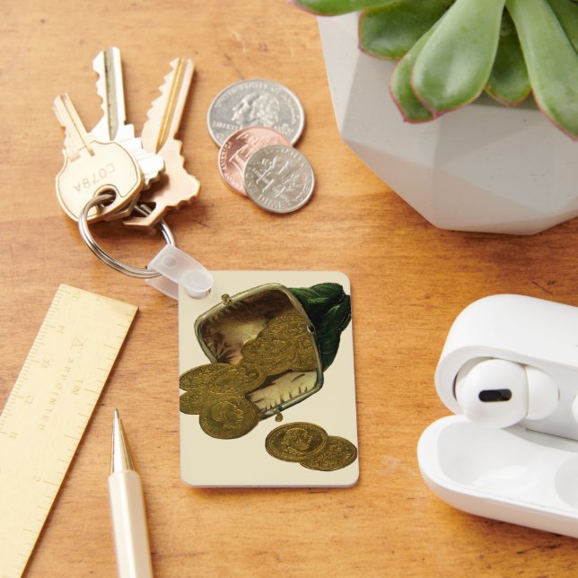 Vintage Unternehmensfinanzierung, Goldmünzen in Ge Schlüsselanhänger (Schreibtisch)