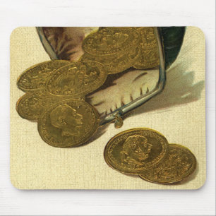 Vintage-Unternehmensfinanzierung, Goldmünzgeld im Mousepad
