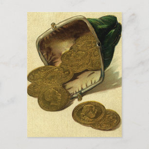 Vintage-Unternehmensfinanzierung, Goldmünzgeld im Postkarte