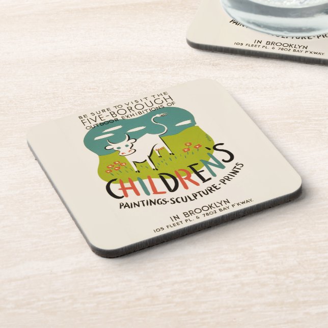 Vintage Untersetzer der Kinderkunst (Linke Seite)