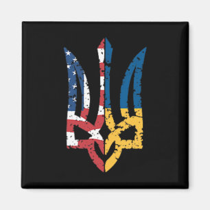 Vintage Unterstütze Ukraine Amerikanische Flagge U Magnet