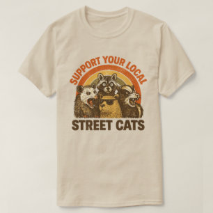 Vintage Unterstützt lokale Straßenkatzen, Waschbär T-Shirt