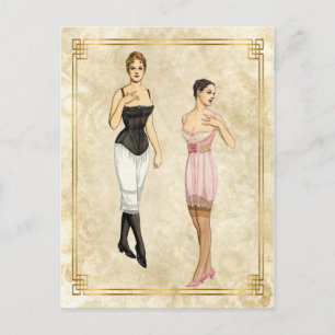 Vintage Unterwäsche-Modeillustration aus den 1900e Postkarte