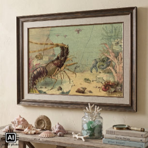 Vintage Unterwasser-Meeresleben, Tiere im Ozean Poster