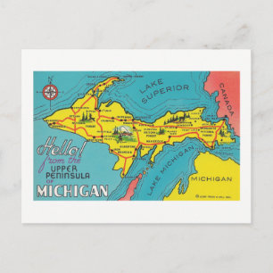 Vintage Upper Peninsula Michigan Travel Postkarte