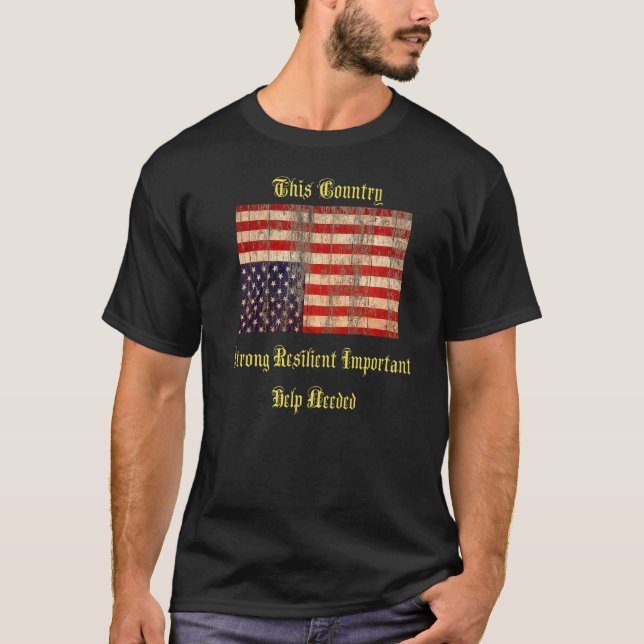 Vintage "Upside Down American Flag" erschüttert T-Shirt (Vorderseite)