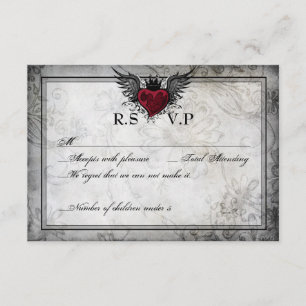 Vintage Urban Tattoo geflügelte Herz-RSVP-Karten RSVP Karte