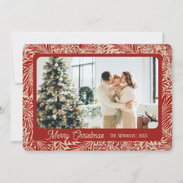 Vintage Urlaubskarte Rot und Creme | Landschaft Feiertagskarte