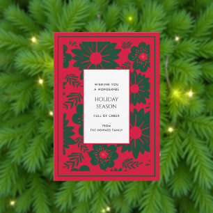 Vintage Urlaubskarte  Wasser Rote Grüne Blüte