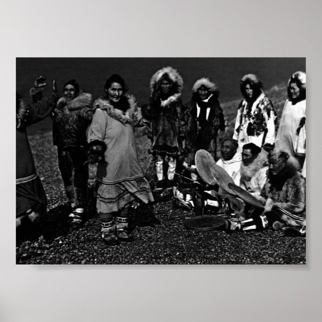 Vintage US Alaska Eskimo Tänzer Poster (Vorne)