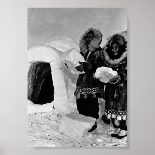 Vintage US Alaska Iglu-Erbauer Poster