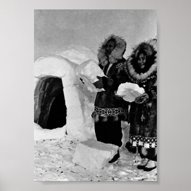Vintage US Alaska Iglu-Erbauer Poster (Vorne)