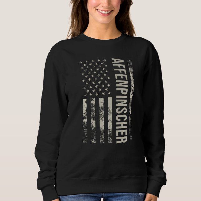 Vintage US American Flag Affenpinscher Dog Premium Sweatshirt (Vorderseite)