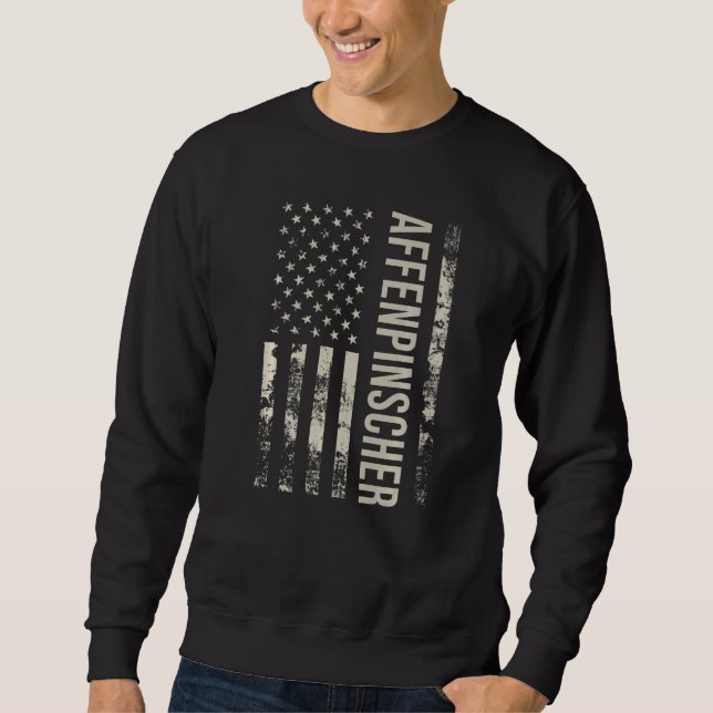 Vintage US American Flag Affenpinscher Dog Premium Sweatshirt (Vorderseite)