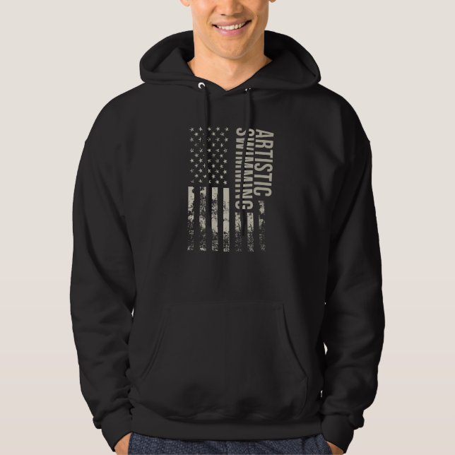 Vintage US American Flag Artistic Swimming Premium Hoodie (Vorderseite)