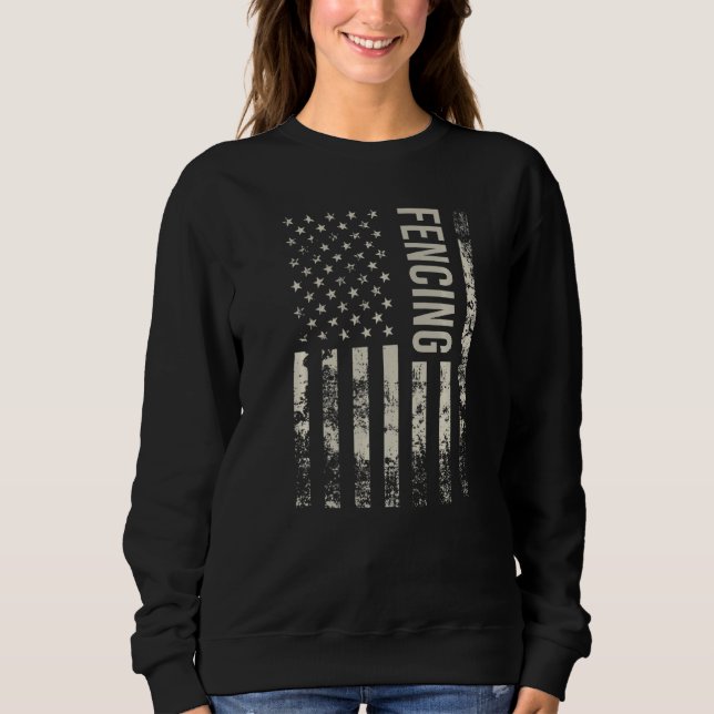 Vintage US American Flag Fencing Premium Sweatshirt (Vorderseite)