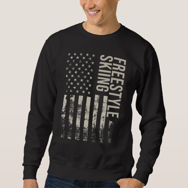Vintage US American Flag Freestyle Skiing Sweatshirt (Vorderseite)