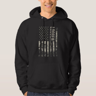 Vintage US American Flag Logger Hoodie