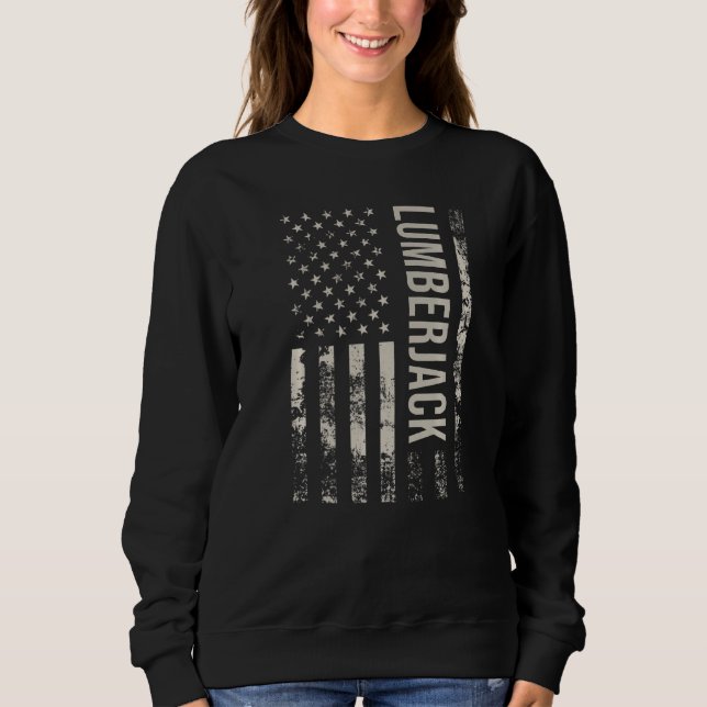 Vintage US American Flag Lumberjack Premium Sweatshirt (Vorderseite)
