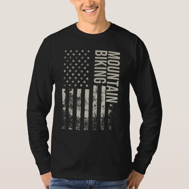 Vintage US American Flag Mountain Biking T-Shirt (Vorderseite)
