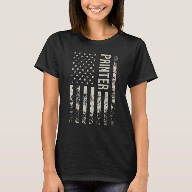 Vintage US American Flag Printer T-Shirt (Vorderseite)