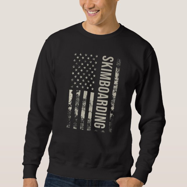 Vintage US American Flag Skimboarding Premium Sweatshirt (Vorderseite)