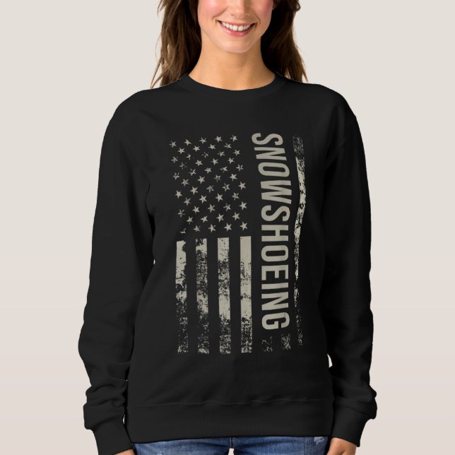 Vintage US American Flag Snowshoeing Sweatshirt (Vorderseite)