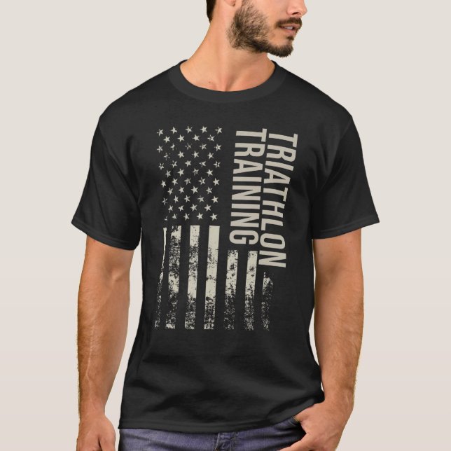 Vintage US American Flag Triathlon Training T-Shirt (Vorderseite)