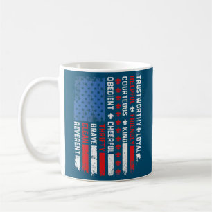 Vintage US Amerika Flagge Scouting Gesetz Happy 4. Kaffeetasse